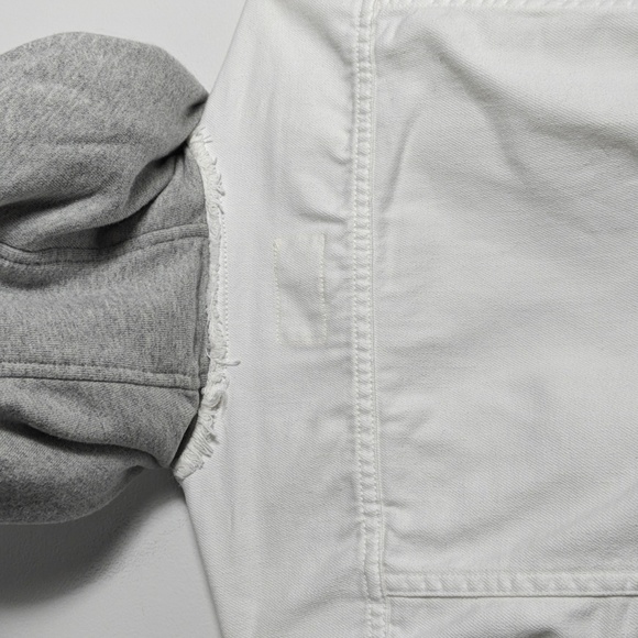 RAG & BONE / JEAN Button Up White Jean Jacket With Gray Hood Size Xsmall - Picture 15 of 16